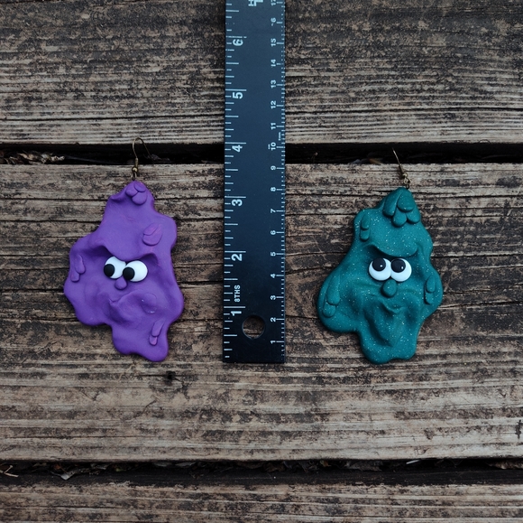 🦚🍆Earrings🪲Funny💜Face - Picture 6 of 6